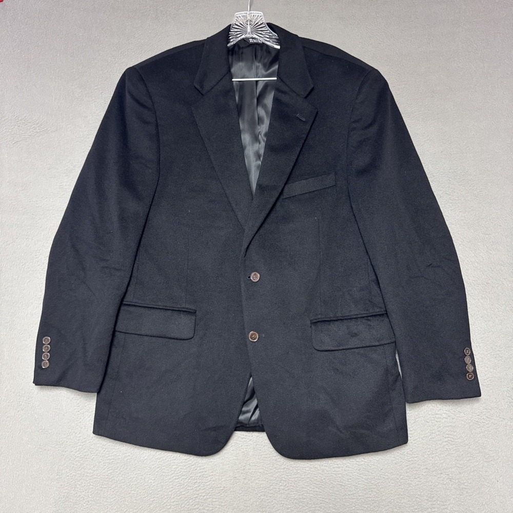 Bill Blass 100% Cashmere 2 Button Blazer Sport Jacket Mens 42 R Black